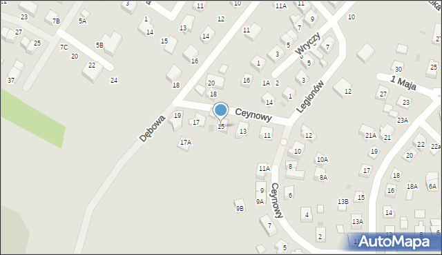 Żukowo, Ceynowy Floriana, dr., 15, mapa Żukowo