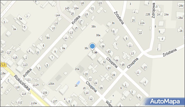 Andrespol, Chopina Fryderyka, 36b, mapa Andrespol