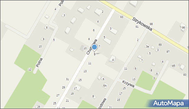 Anielin Swędowski, Chabrowa, 9, mapa Anielin Swędowski