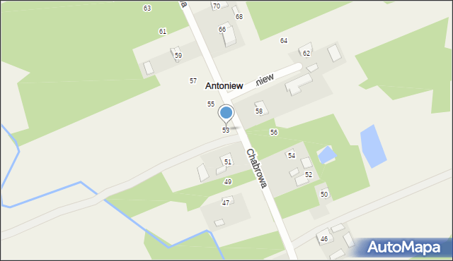Antoniew, Chabrowa, 53, mapa Antoniew