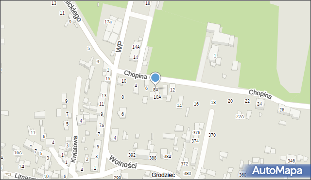 Będzin, Chopina Fryderyka, 8A, mapa Będzin