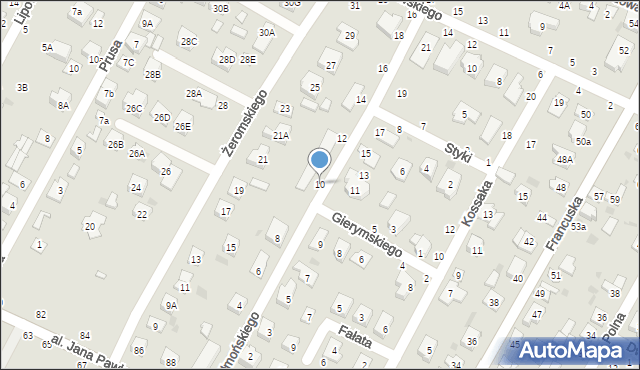 Biała Podlaska, Chełmońskiego Józefa, 10, mapa Białej Podlaskiej