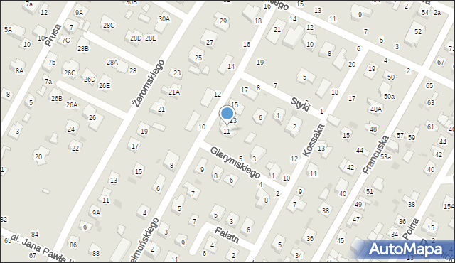 Biała Podlaska, Chełmońskiego Józefa, 11, mapa Białej Podlaskiej