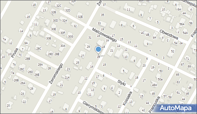 Biała Podlaska, Chełmońskiego Józefa, 16, mapa Białej Podlaskiej