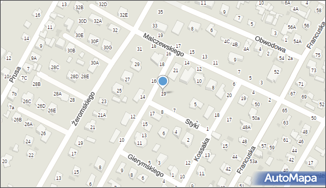 Biała Podlaska, Chełmońskiego Józefa, 19, mapa Białej Podlaskiej