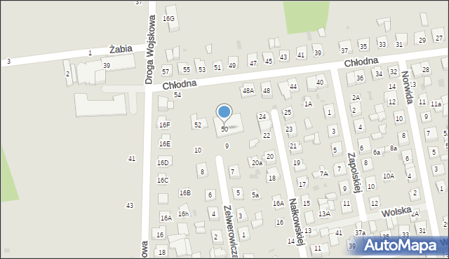 Biała Podlaska, Chłodna, 50, mapa Białej Podlaskiej