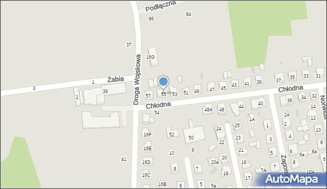 Biała Podlaska, Chłodna, 55, mapa Białej Podlaskiej