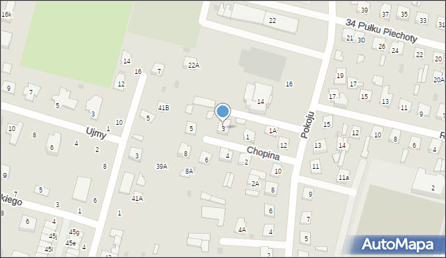 Biała Podlaska, Chopina Fryderyka, 3, mapa Białej Podlaskiej