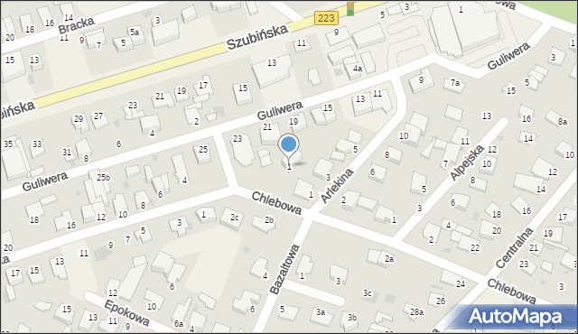 Białe Błota, Chlebowa, 1, mapa Białe Błota