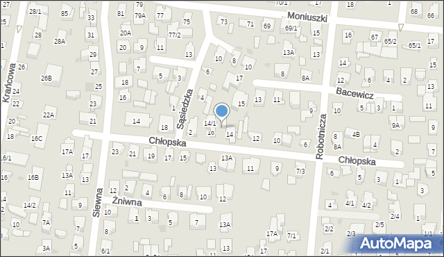 Białystok, Chłopska, 14A, mapa Białegostoku