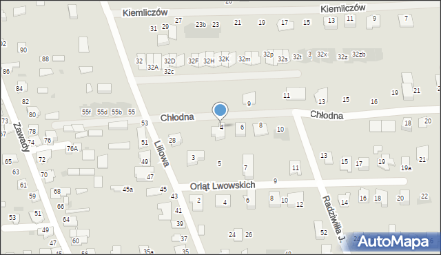 Białystok, Chłodna, 4, mapa Białegostoku