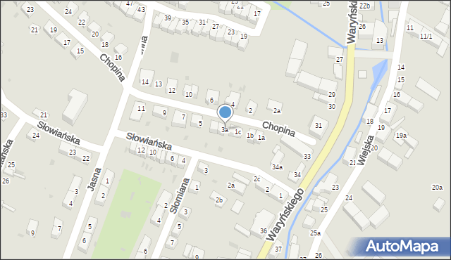 Bielawa, Chopina Fryderyka, 3a, mapa Bielawa