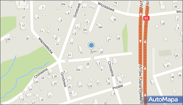 Bielsko-Biała, Chmielna, 23, mapa Bielsko-Białej