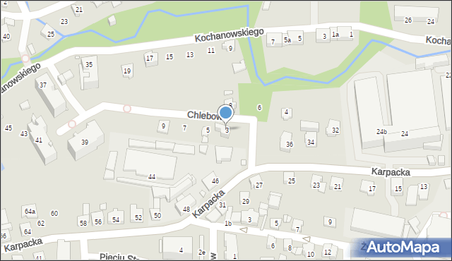 Bielsko-Biała, Chlebowa, 3, mapa Bielsko-Białej