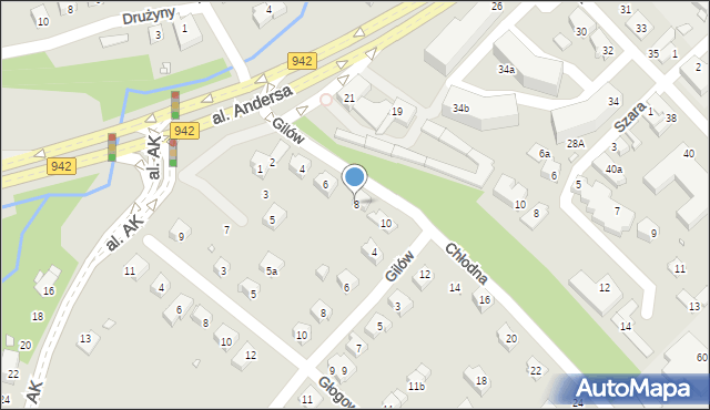 Bielsko-Biała, Chłodna, 8, mapa Bielsko-Białej