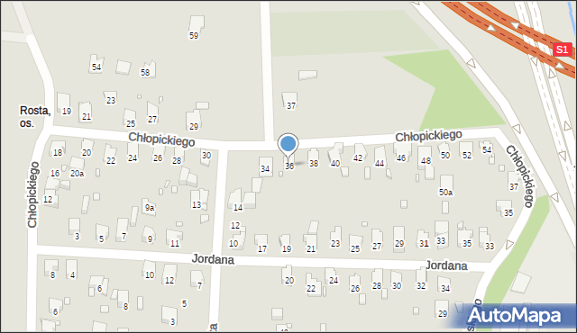 Bielsko-Biała, Chłopickiego Józefa, gen., 36, mapa Bielsko-Białej