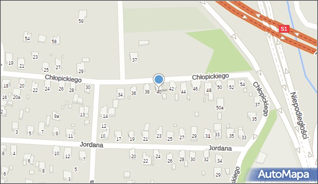 Bielsko-Biała, Chłopickiego Józefa, gen., 40, mapa Bielsko-Białej