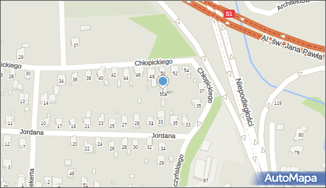 Bielsko-Biała, Chłopickiego Józefa, gen., 50a, mapa Bielsko-Białej