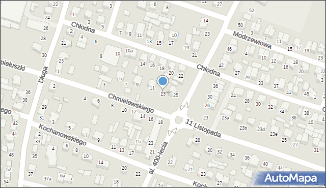 Biłgoraj, Chmielewskiego Józefa, ks., 13, mapa Biłgoraj