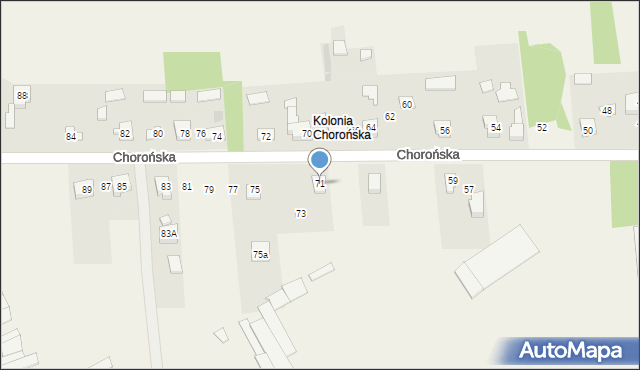 Biskupice, Chorońska, 71, mapa Biskupice