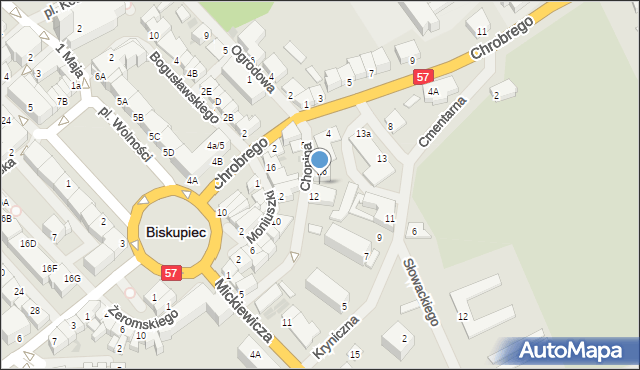 Biskupiec, Chopina Fryderyka, 14, mapa Biskupiec