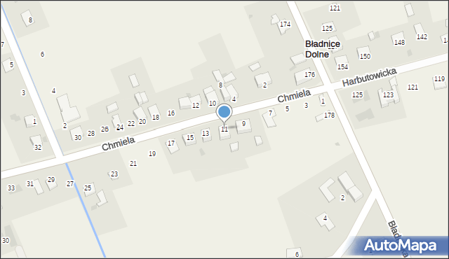 Bładnice Dolne, Chmiela Jana, 11, mapa Bładnice Dolne