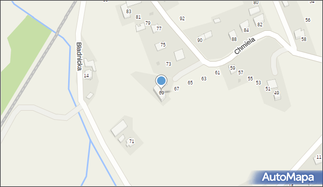 Bładnice Dolne, Chmiela Jana, 69, mapa Bładnice Dolne