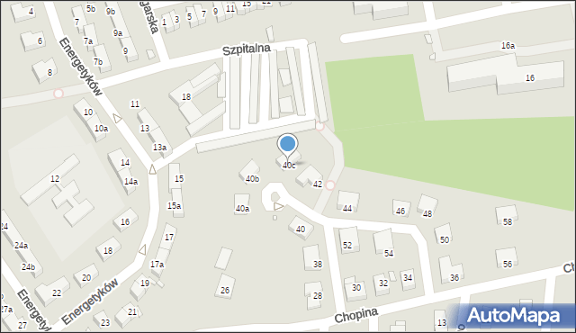 Bogatynia, Chopina Fryderyka, 40c, mapa Bogatynia