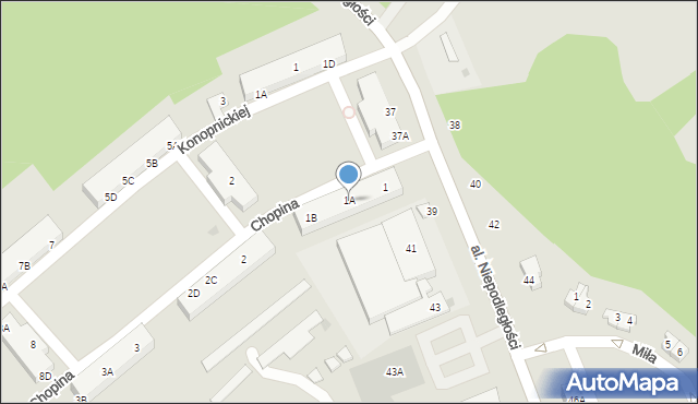 Borne Sulinowo, Chopina Fryderyka, 1A, mapa Borne Sulinowo