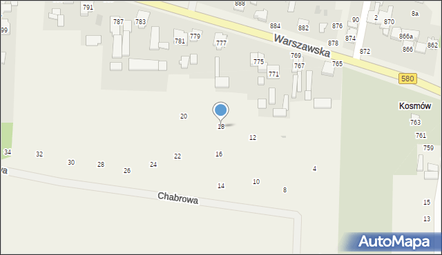 Borzęcin Duży, Chabrowa, 18, mapa Borzęcin Duży