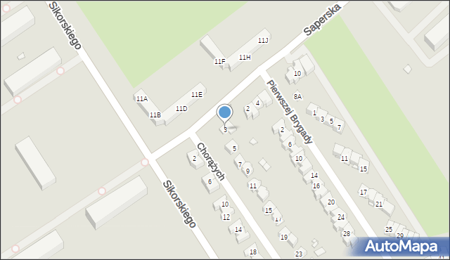 Brzeg, Chorążych, 3, mapa Brzeg