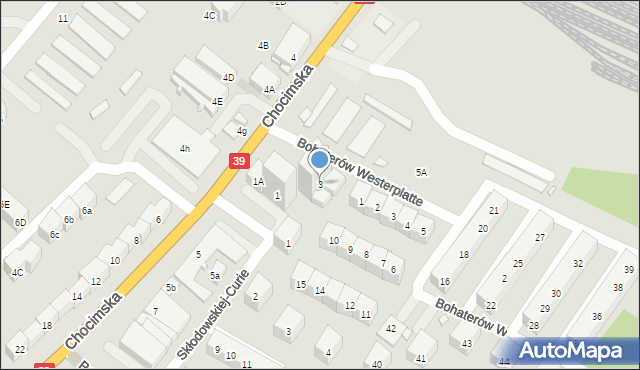 Brzeg, Chocimska, 3, mapa Brzeg