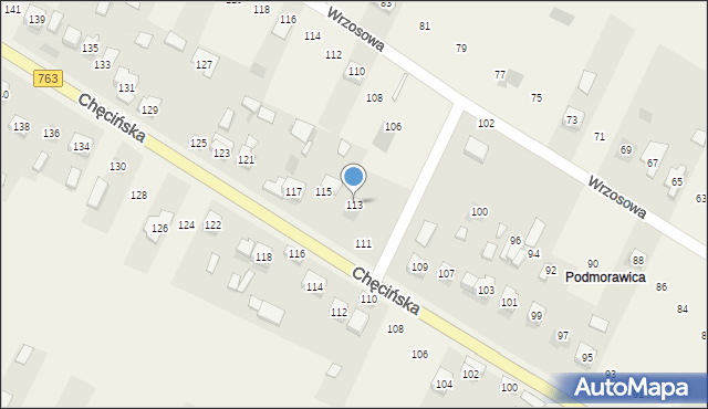 Brzeziny, Chęcińska, 113, mapa Brzeziny