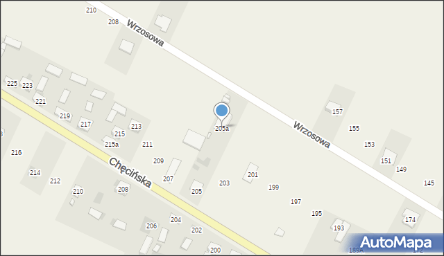 Brzeziny, Chęcińska, 205a, mapa Brzeziny