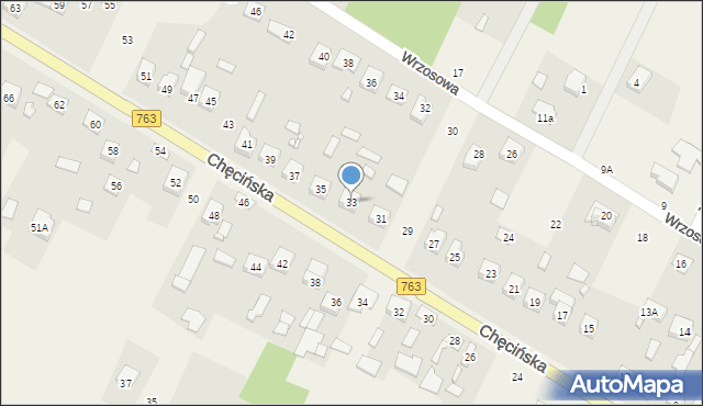 Brzeziny, Chęcińska, 33, mapa Brzeziny