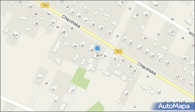 Brzeziny, Chęcińska, 36, mapa Brzeziny