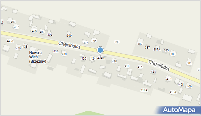 Brzeziny, Chęcińska, 424A, mapa Brzeziny