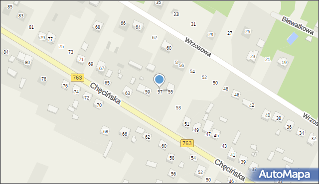 Brzeziny, Chęcińska, 57, mapa Brzeziny