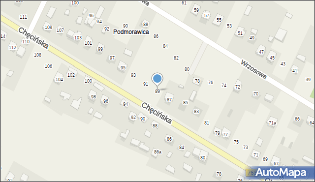 Brzeziny, Chęcińska, 89, mapa Brzeziny