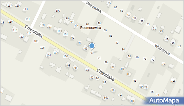 Brzeziny, Chęcińska, 93, mapa Brzeziny