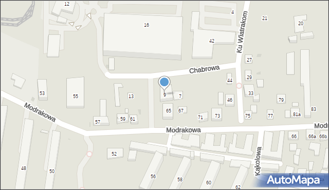 Bydgoszcz, Chabrowa, 9, mapa Bydgoszczy