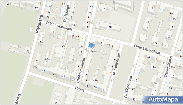 Bytom, Chełmońskiego Józefa, 12, mapa Bytomia