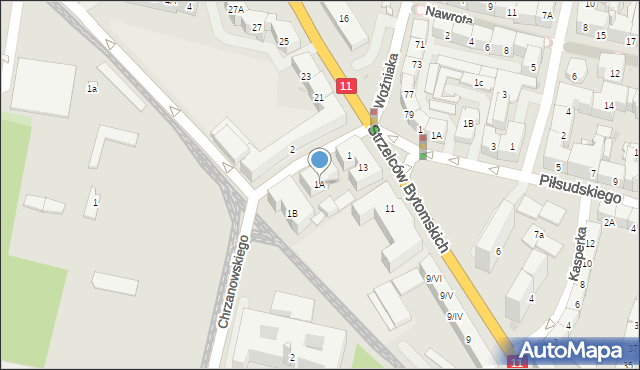 Bytom, Chrzanowskiego Ignacego, 1A, mapa Bytomia
