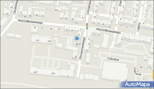 Bytom, Chrzanowskiego Ignacego, 8A, mapa Bytomia