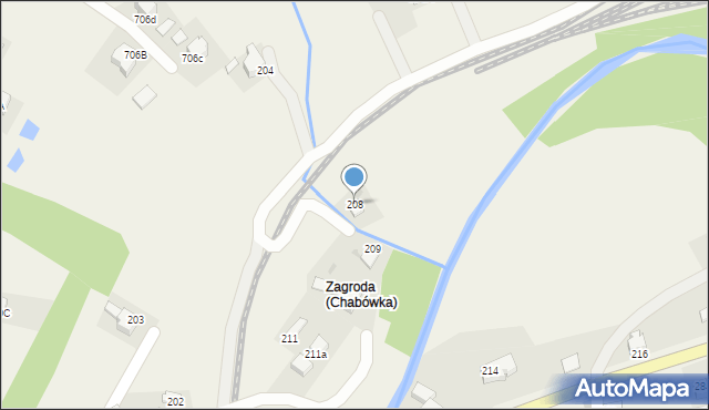 Chabówka, Chabówka, 208, mapa Chabówka