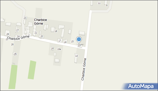 Charbice Górne, Charbice Górne, 13, mapa Charbice Górne