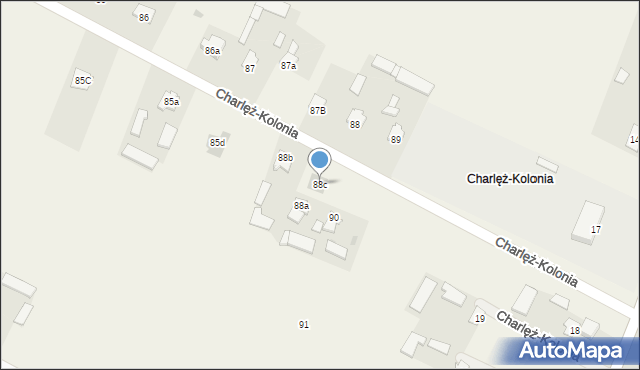 Charlęż, Charlęż-Kolonia, 88c, mapa Charlęż