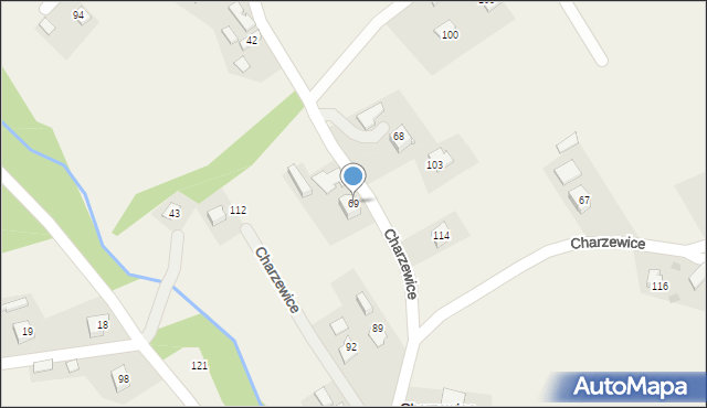 Charzewice, Charzewice, 69, mapa Charzewice