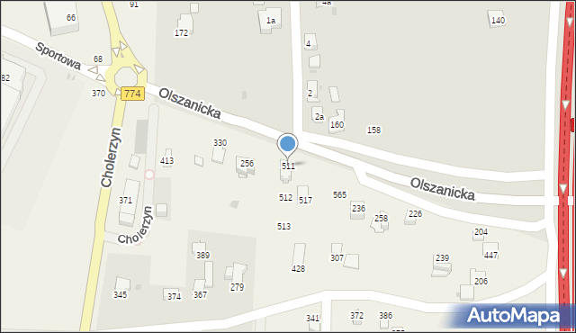 Cholerzyn, Cholerzyn, 511, mapa Cholerzyn