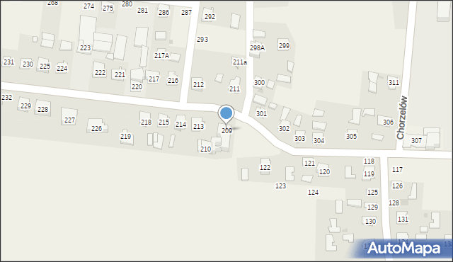 Chorzelów, Chorzelów, 209, mapa Chorzelów